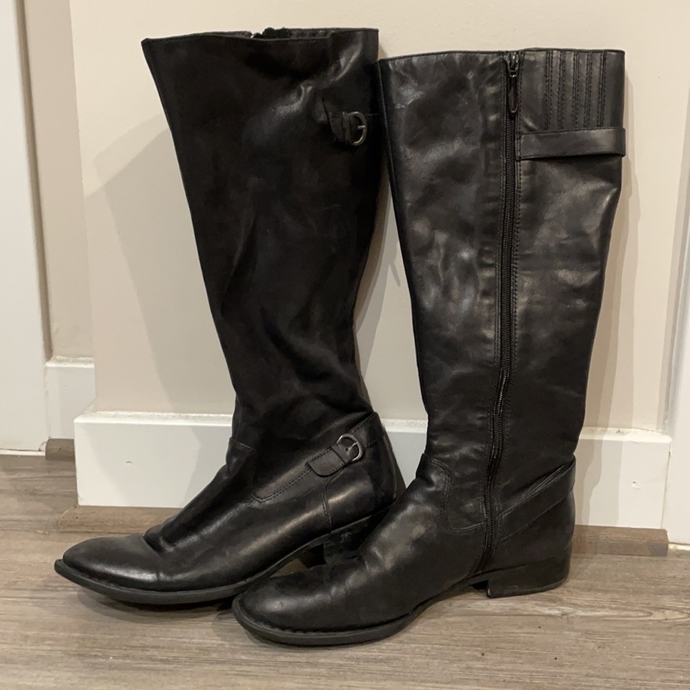 Crown by Born Black Leather Rider Boots